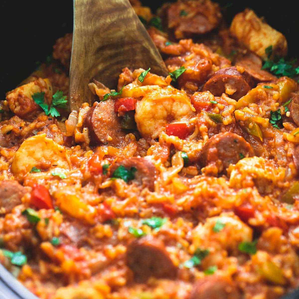 慢炖锅jambalaya.