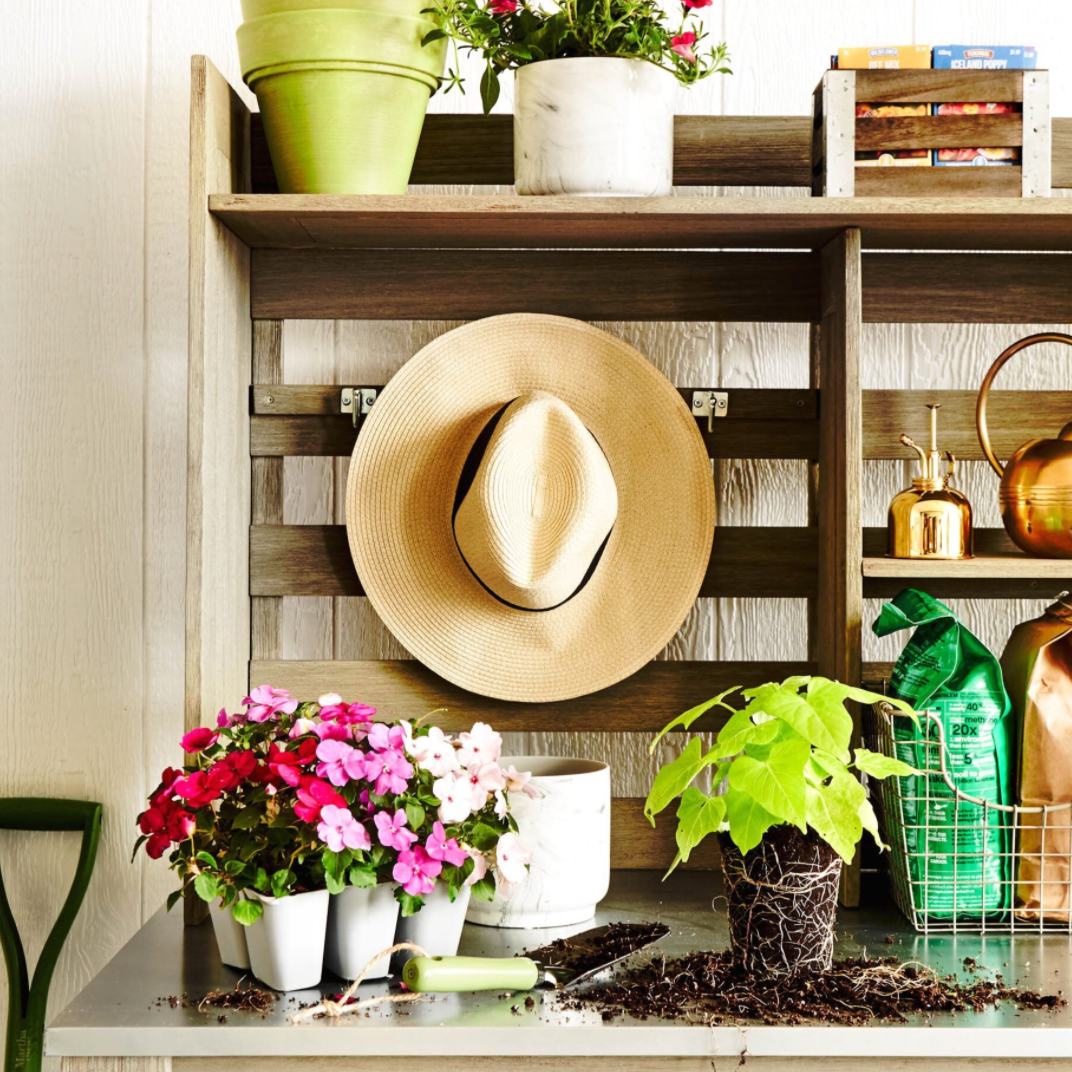 园艺用品和植物架。