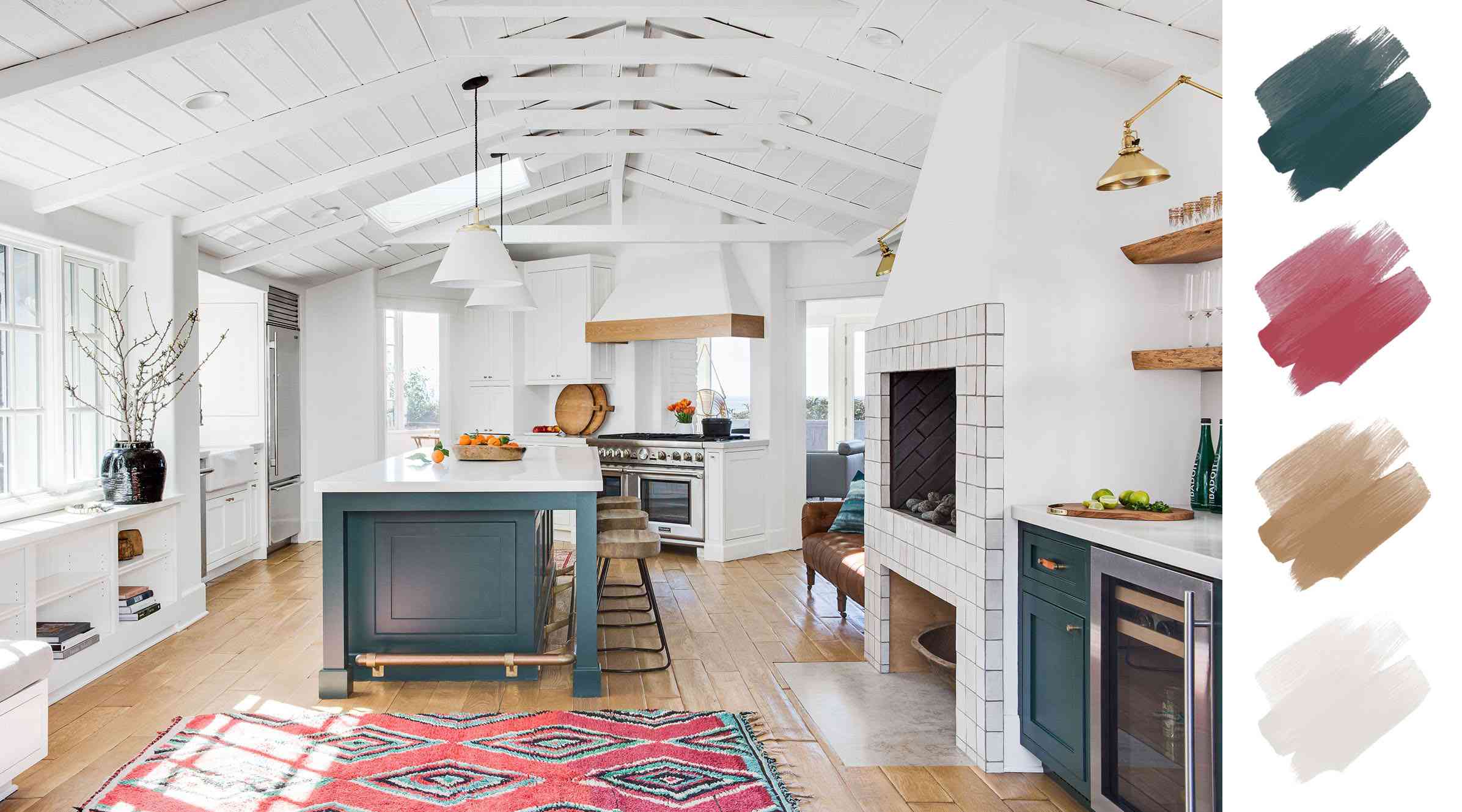 厨房配色方案——绿色和白色