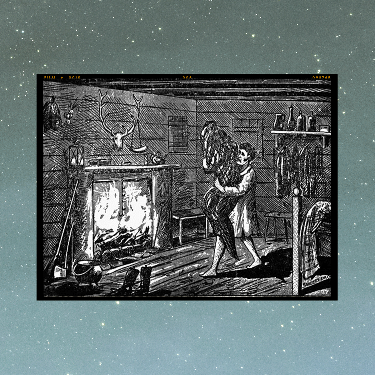 描绘了一个女巫在家里的情景