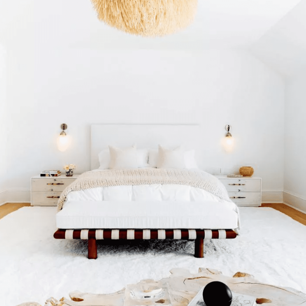 现代博霍卧室，柔和的纹理，“class=