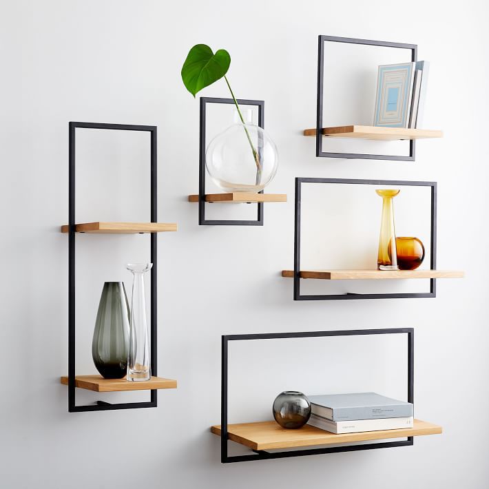 West Elm Shelfmate wood &金属货架上集合