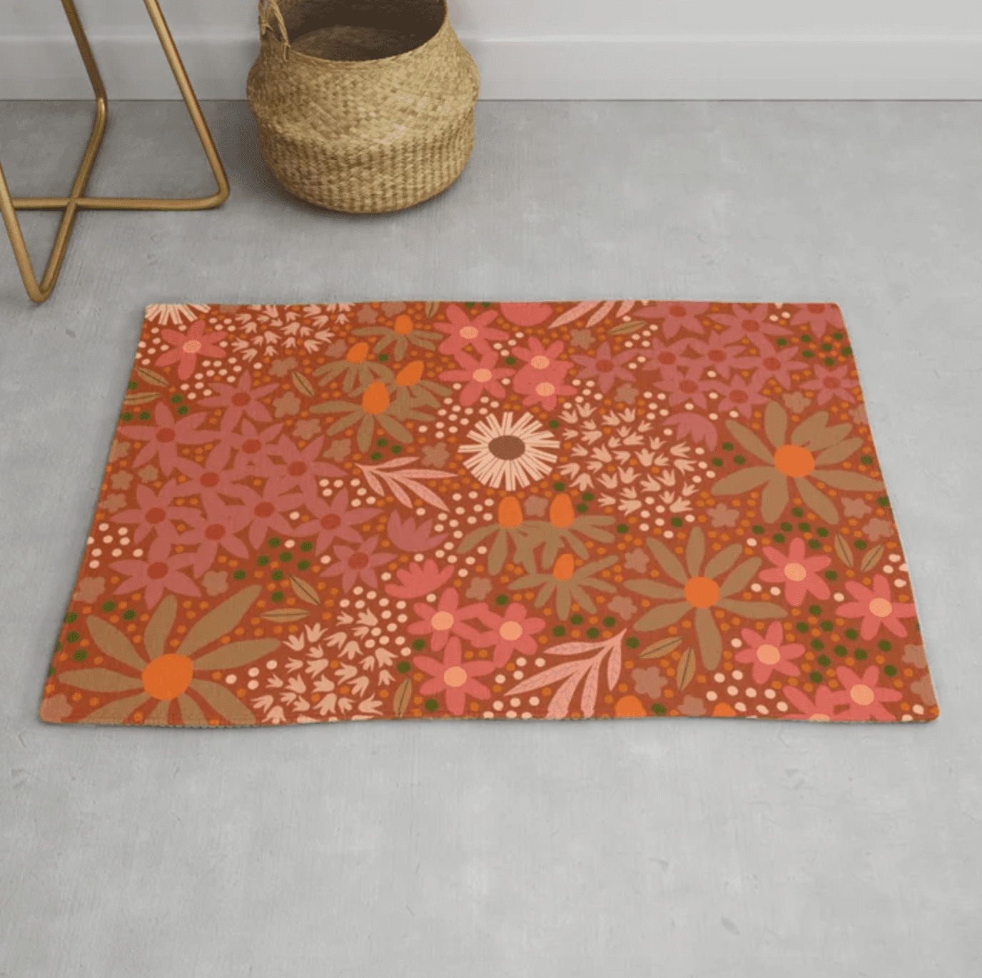 漂亮的粉红色花园地毯