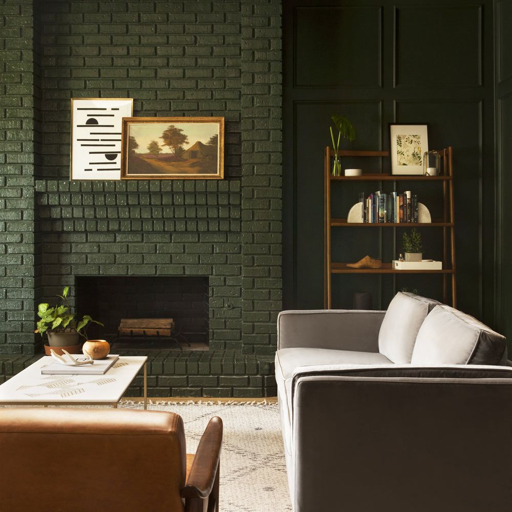 最好的客厅理念-猎人绿色客厅与现代家具