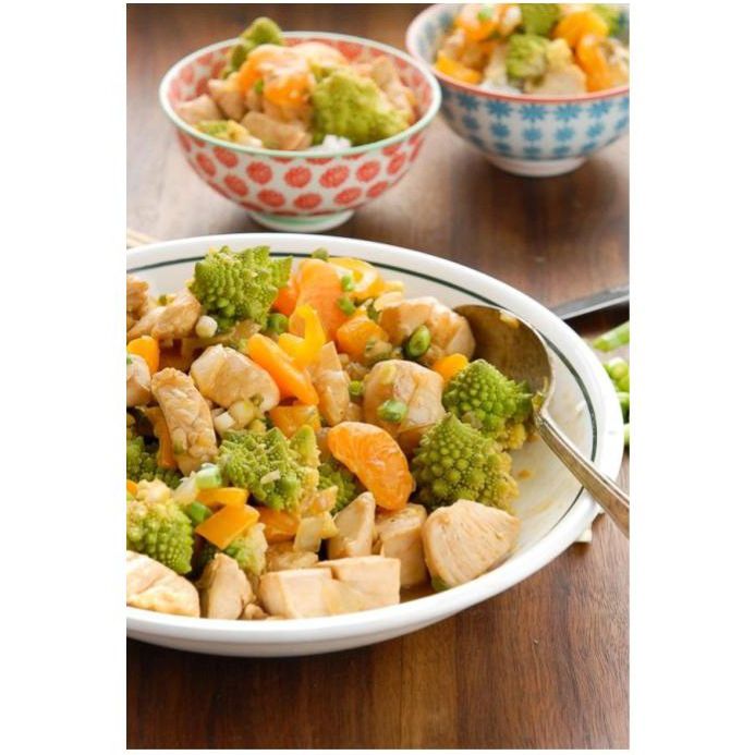 柑橘鸡和罗曼斯科炒小柑橘食谱