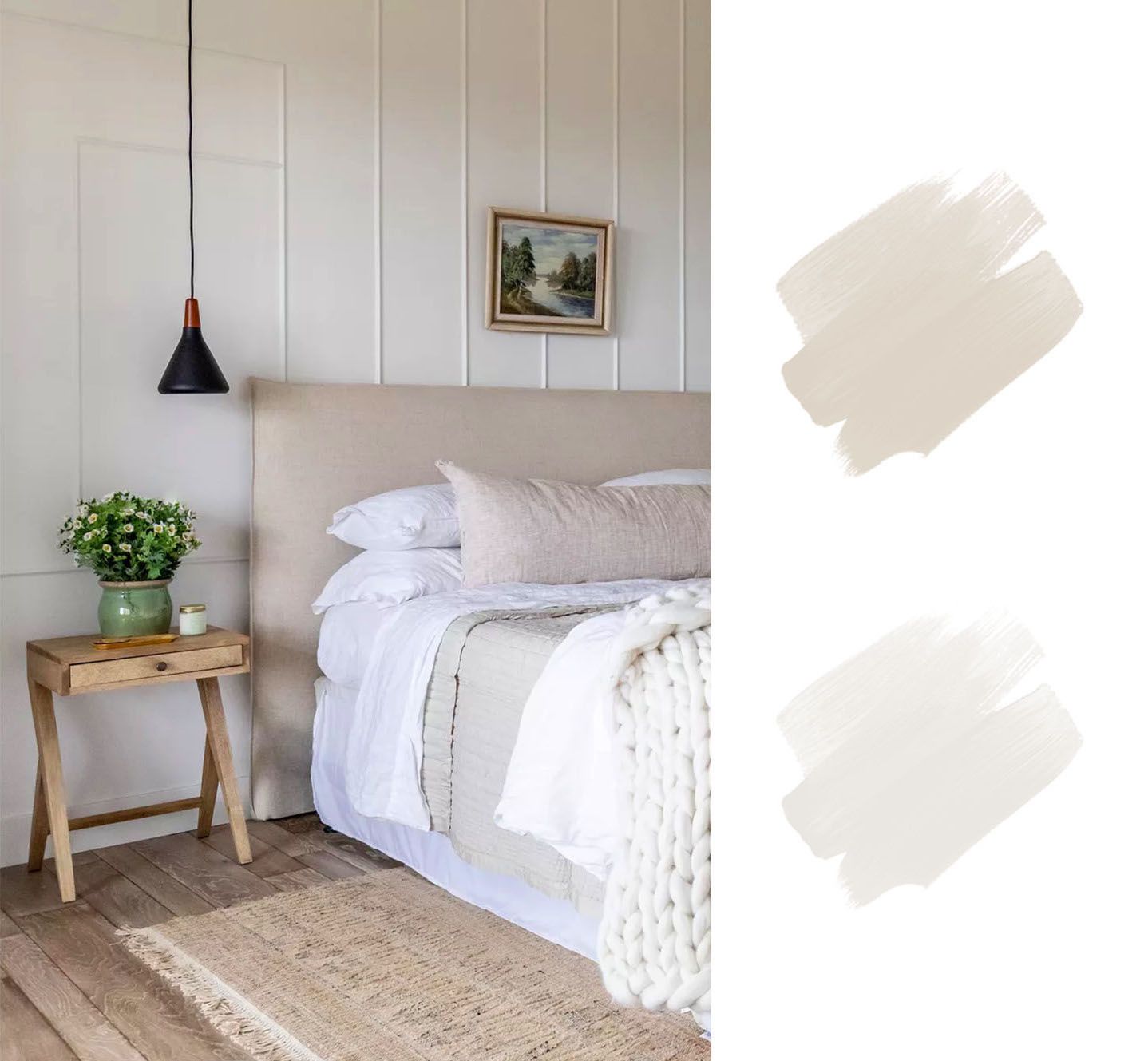 最好的大地色调调色板-米色和奶油色卧室