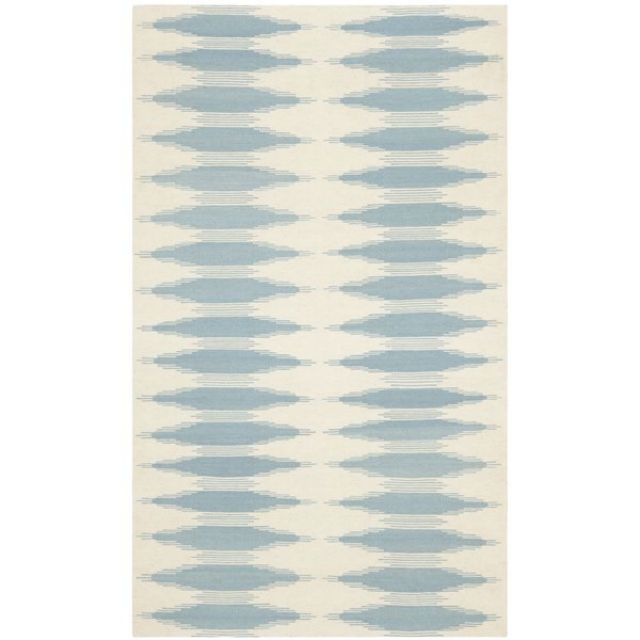 菲茨帕特里克手织羊毛Flatweave蓝色区域地毯