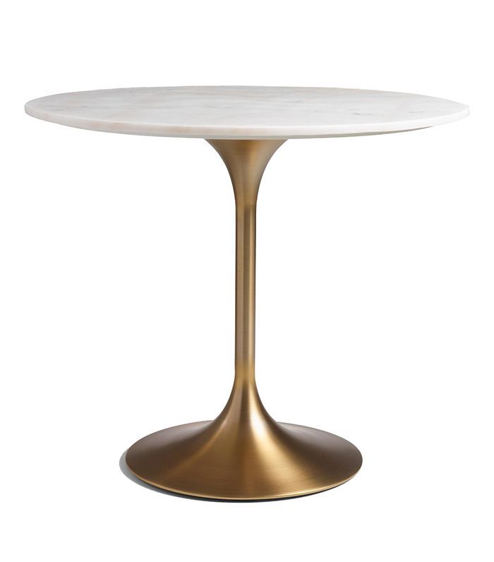 成本加世界市场黄金和大理石莱拉尼郁金香餐桌：金属/金 - 木的全球市场