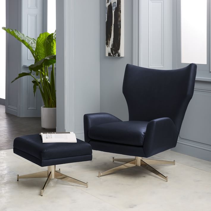 西榆边皮旋转扶手椅