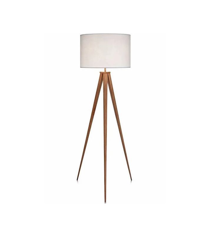 三脚架木地板灯自然/白“class=