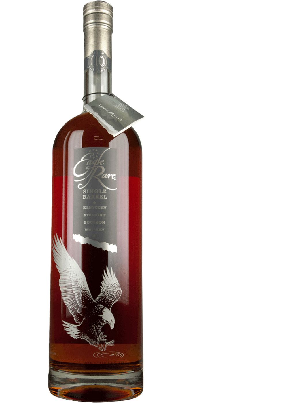 一瓶威士忌，采用了银色的顶部和标签。