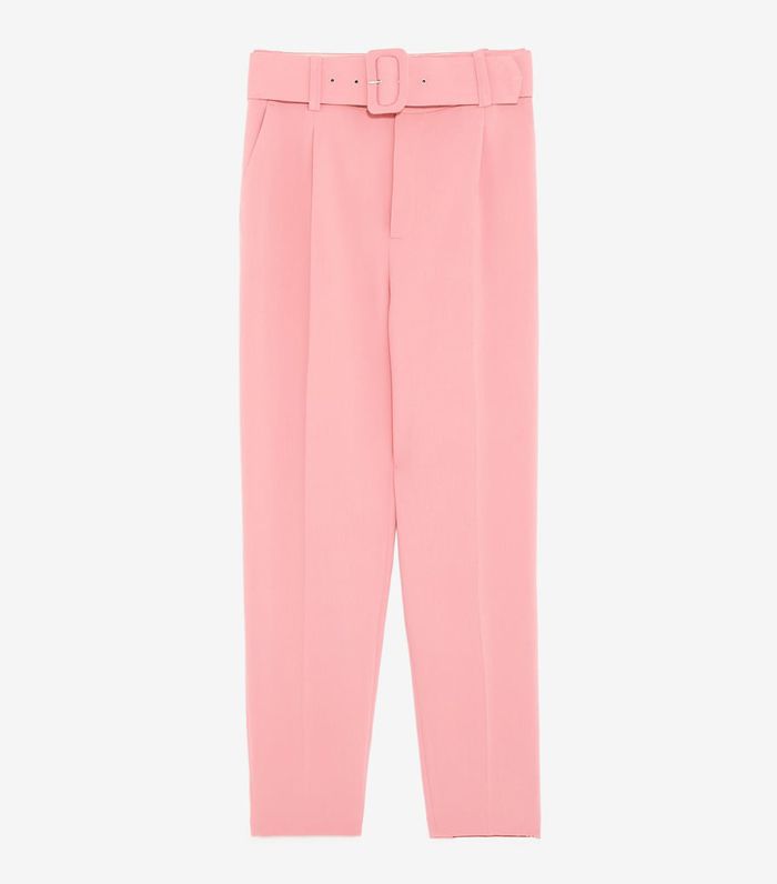 扎拉带腰带的裤子