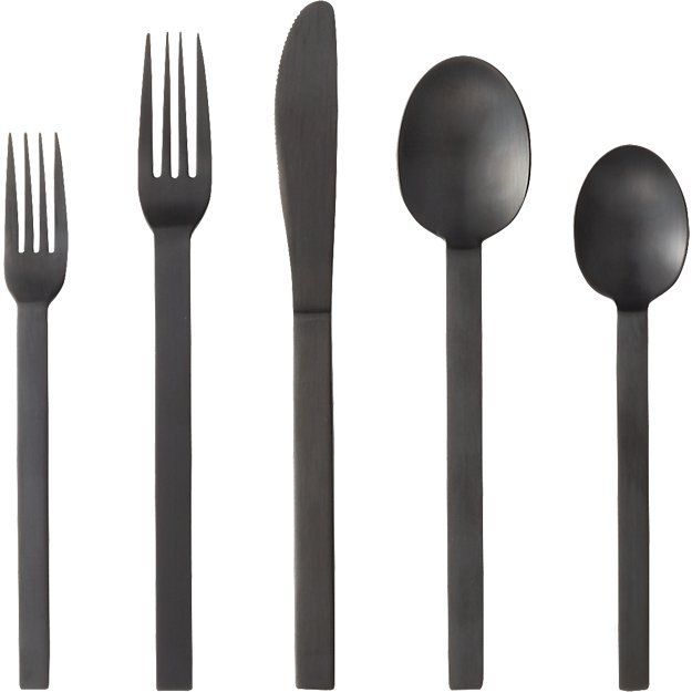 CB2 20件吉磨砂黑餐具套装