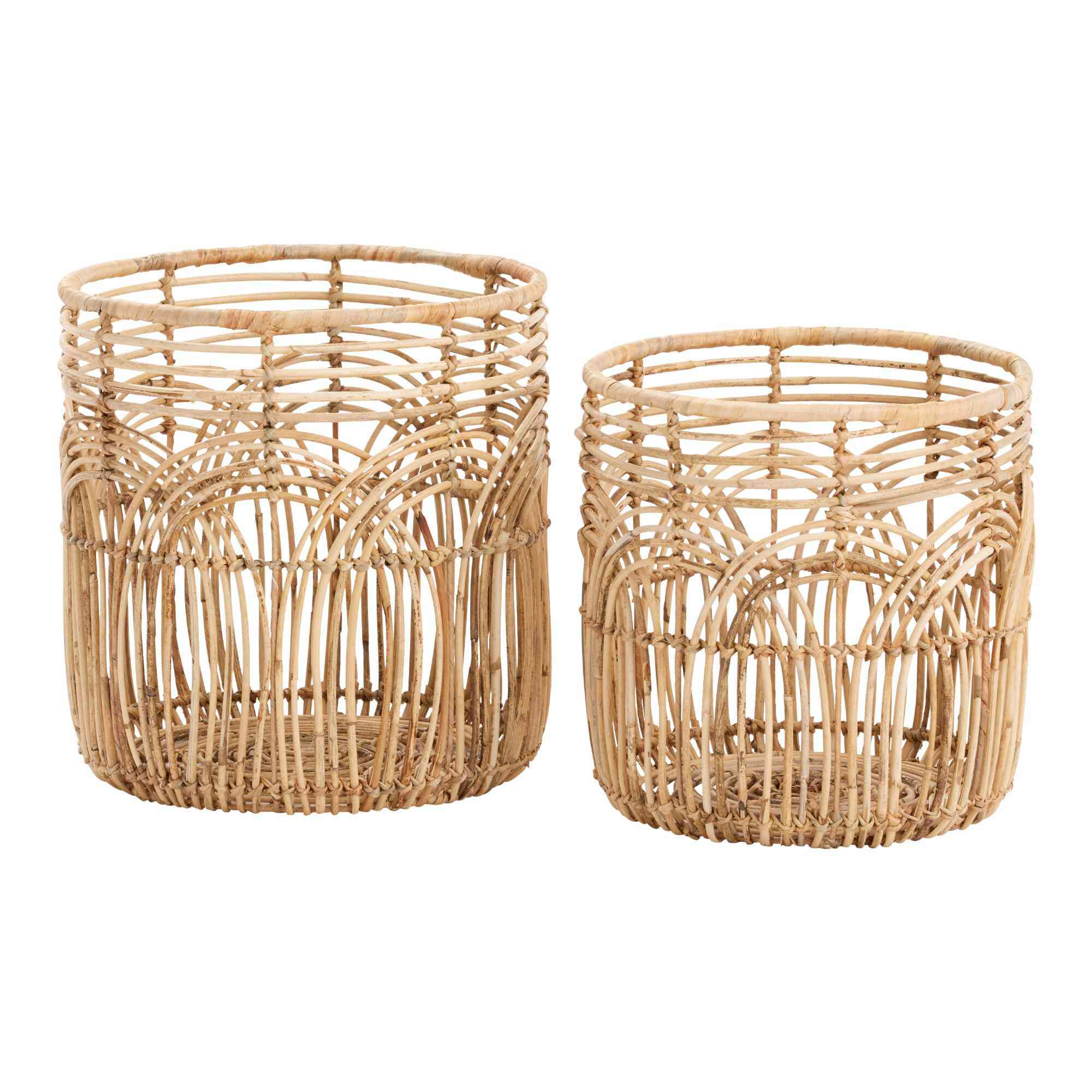 天然藤开织波纹篮子＂class=