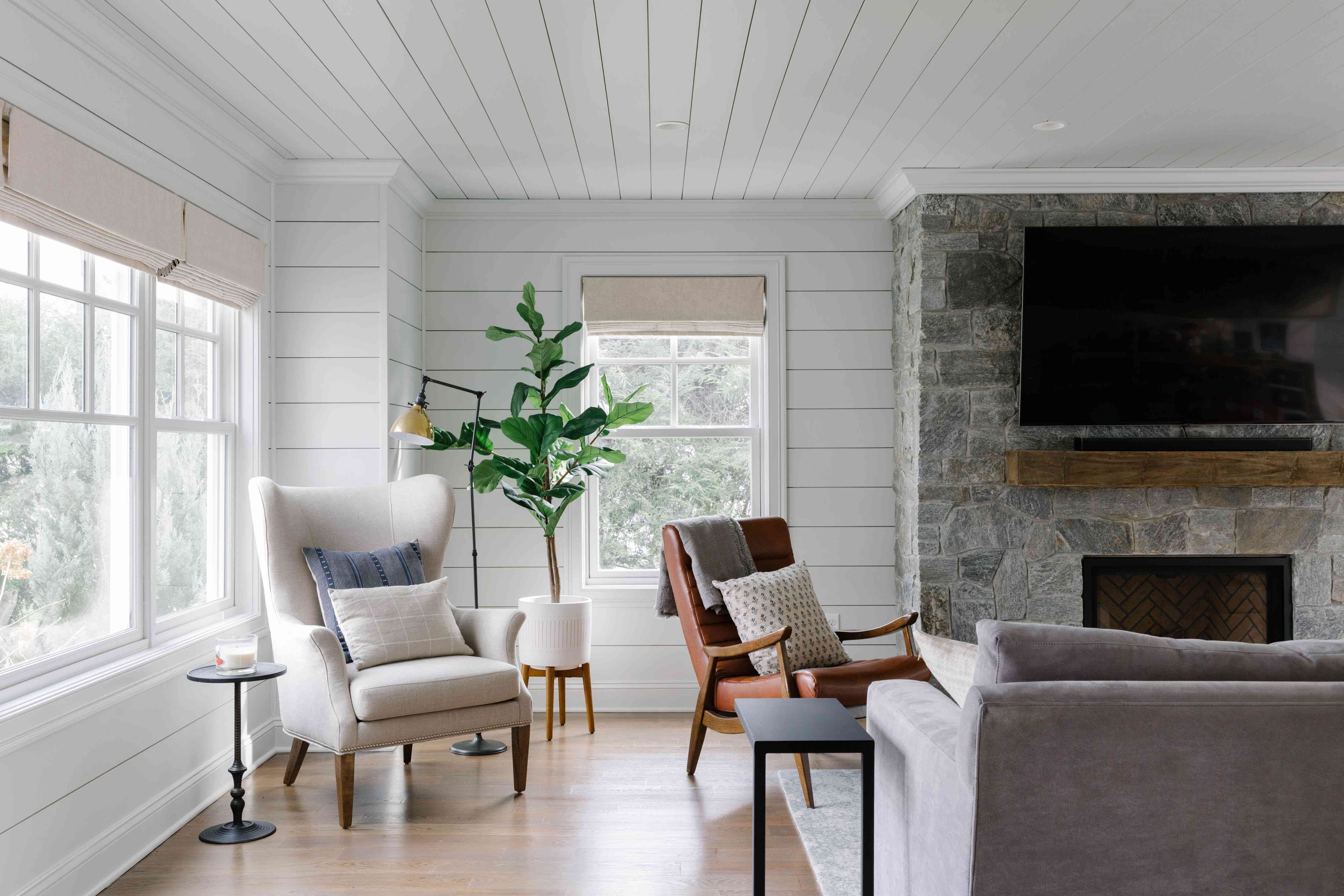 农舍客厅，别致的阅读角落。