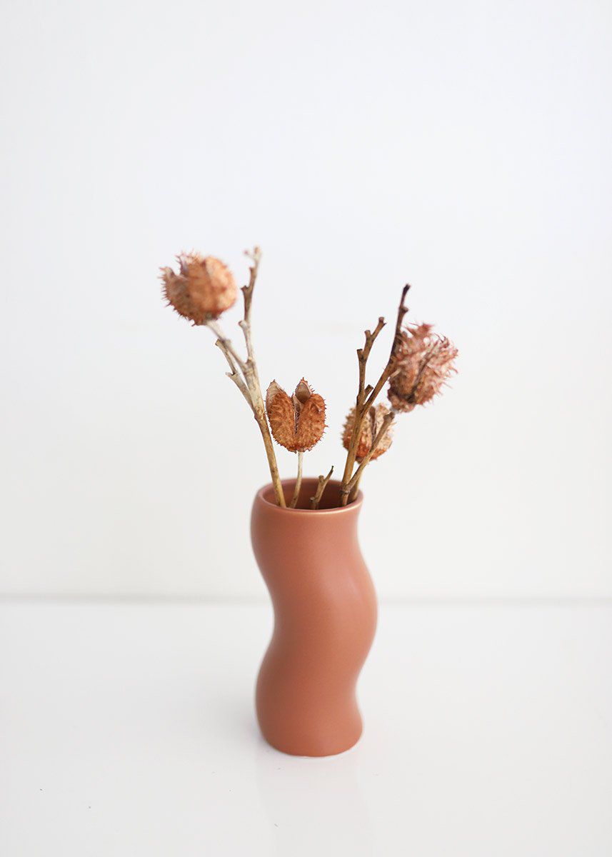 弯弯曲曲的兵马俑花瓶干花