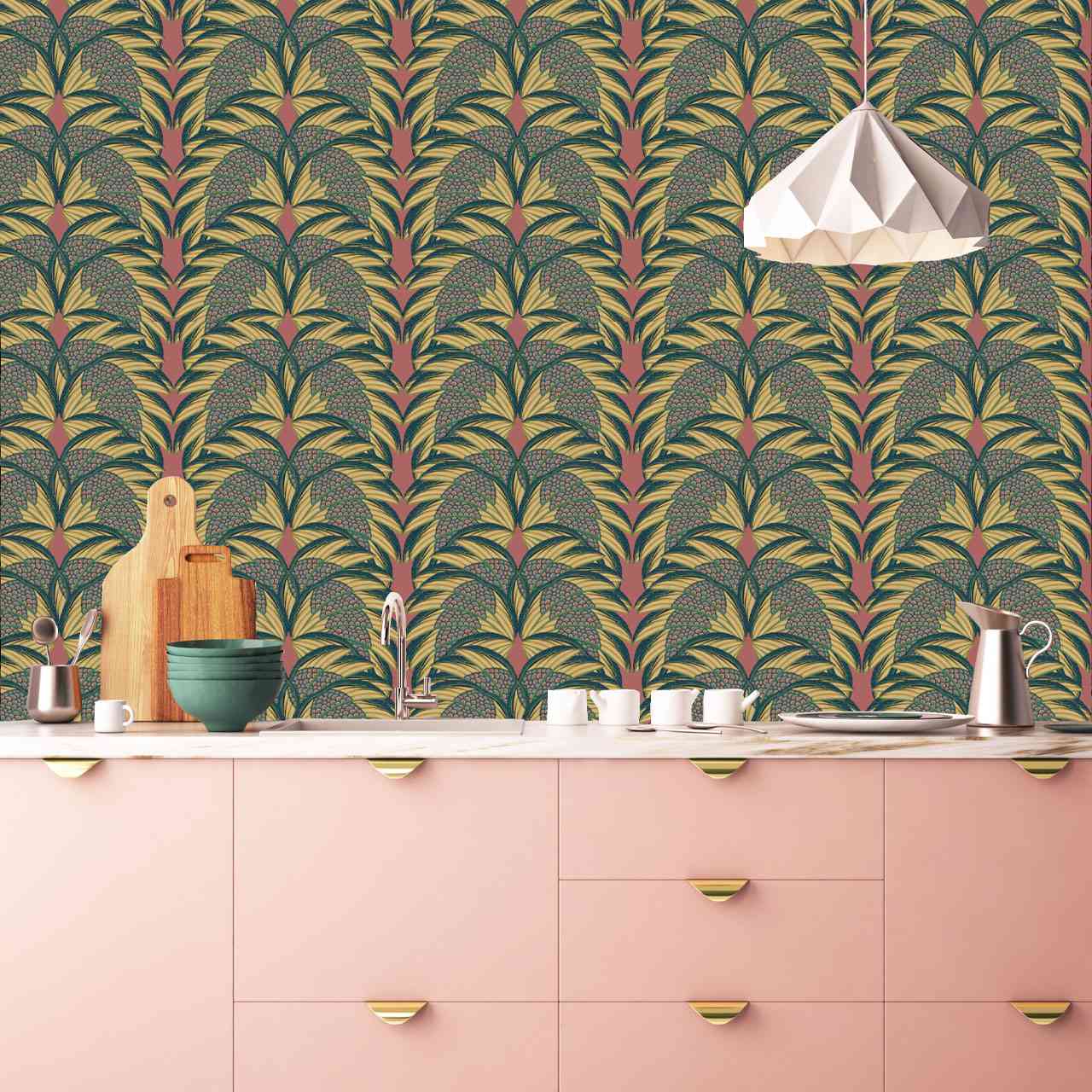 塔提楼粉红色图案墙纸