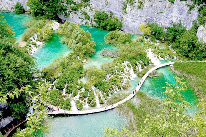 郁郁葱葱的绿色湖在克罗地亚
