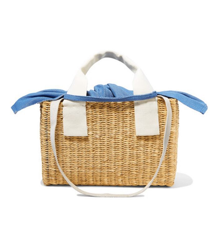 尼农秸秆，棉帆布手提包