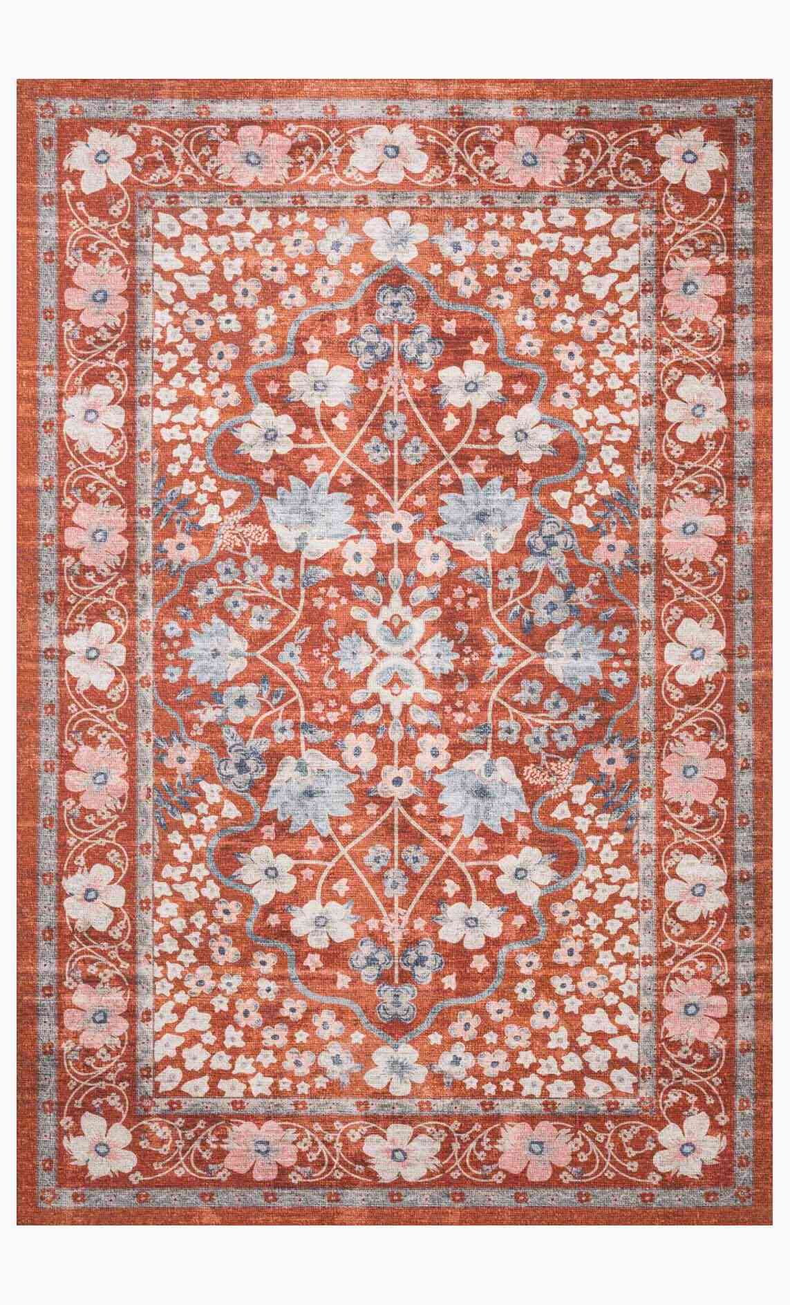 深红色印花地毯