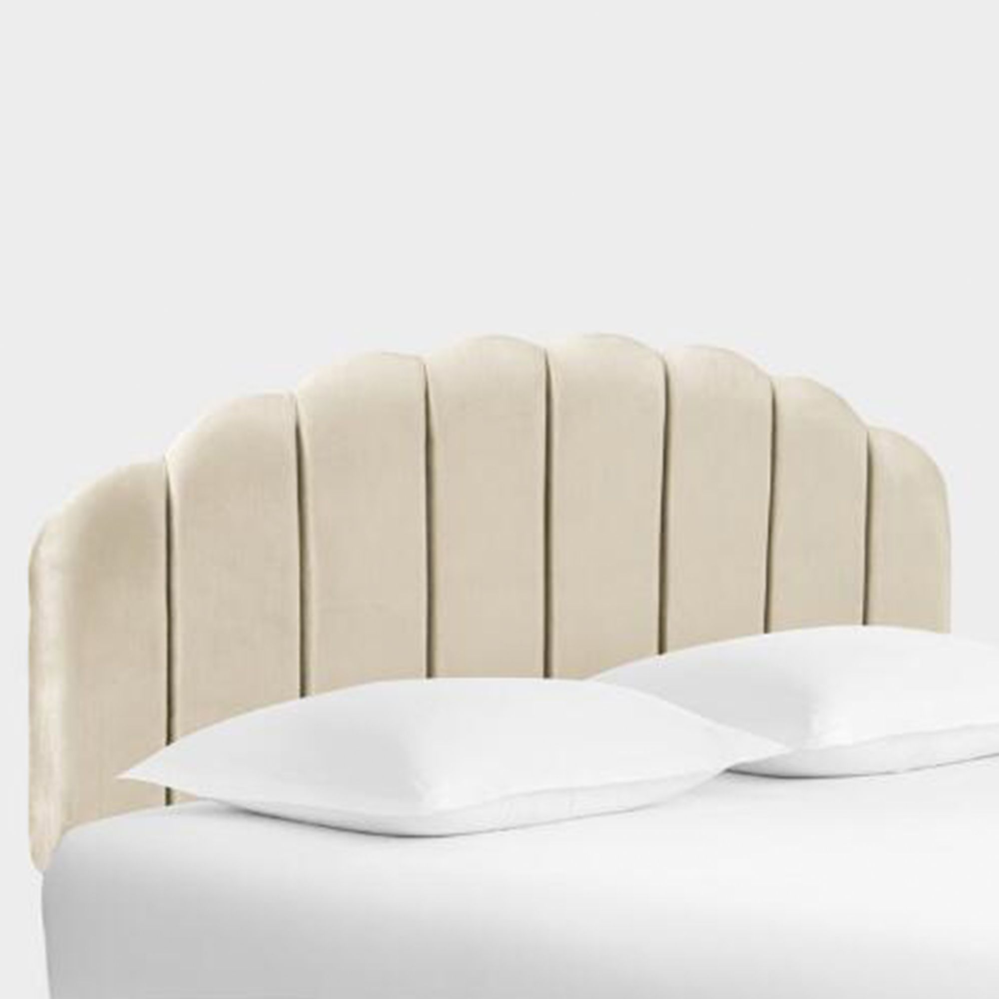 白丝绒扇形床头板