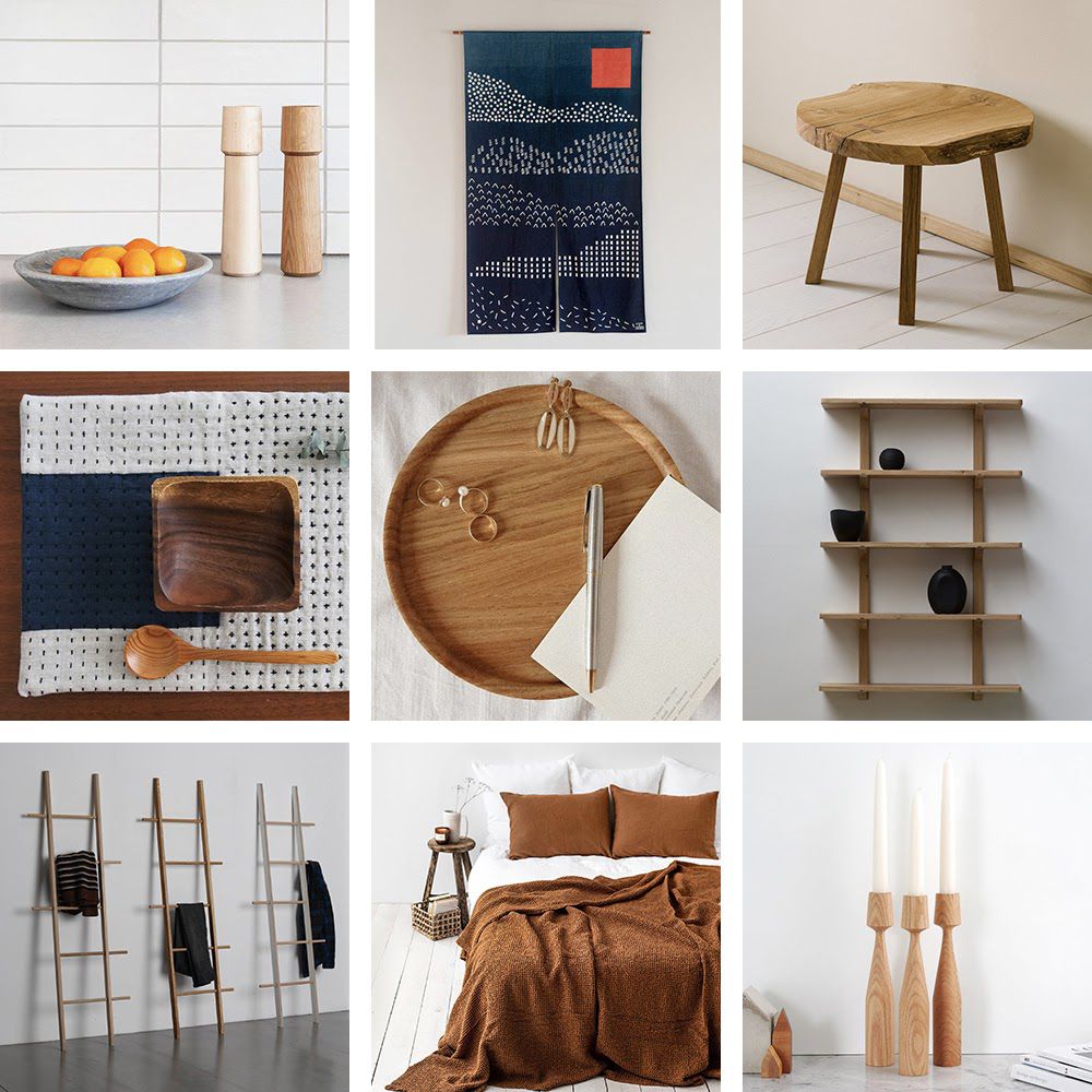 Japandi样式家装饰拼贴画。