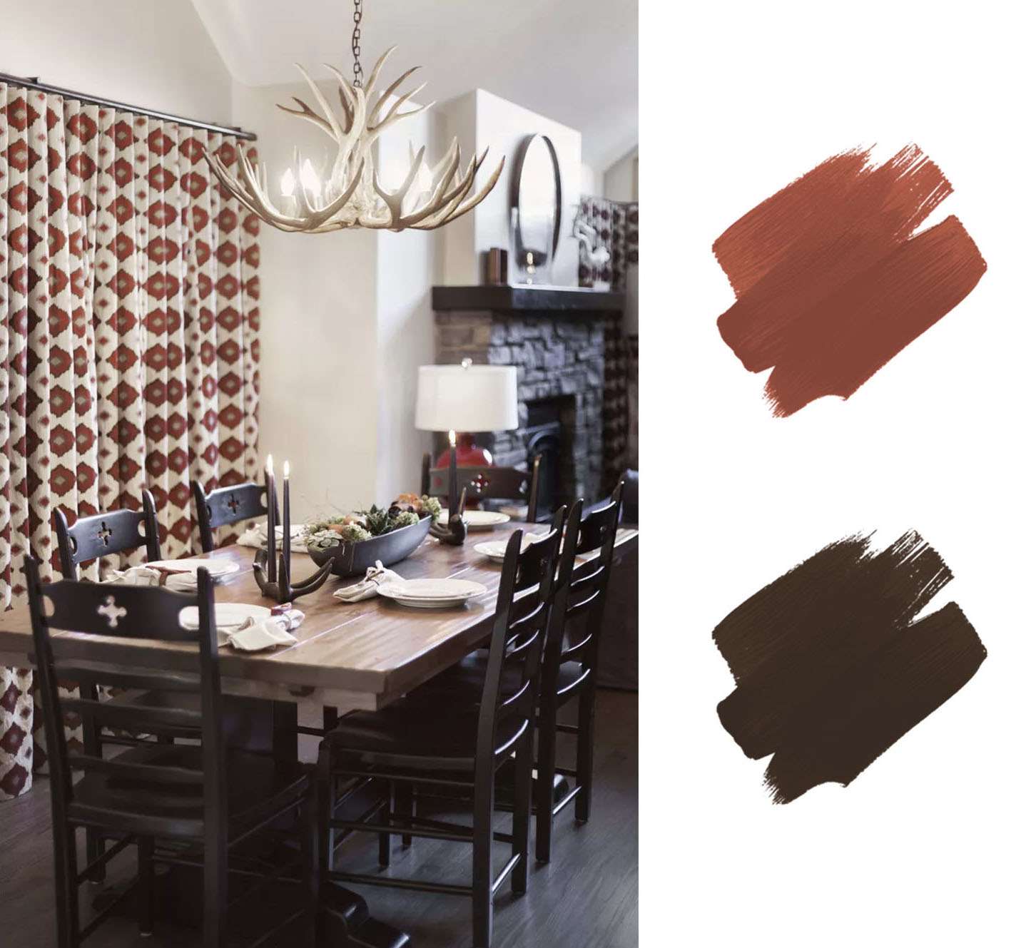 最佳土色调调色板-红棕色餐厅