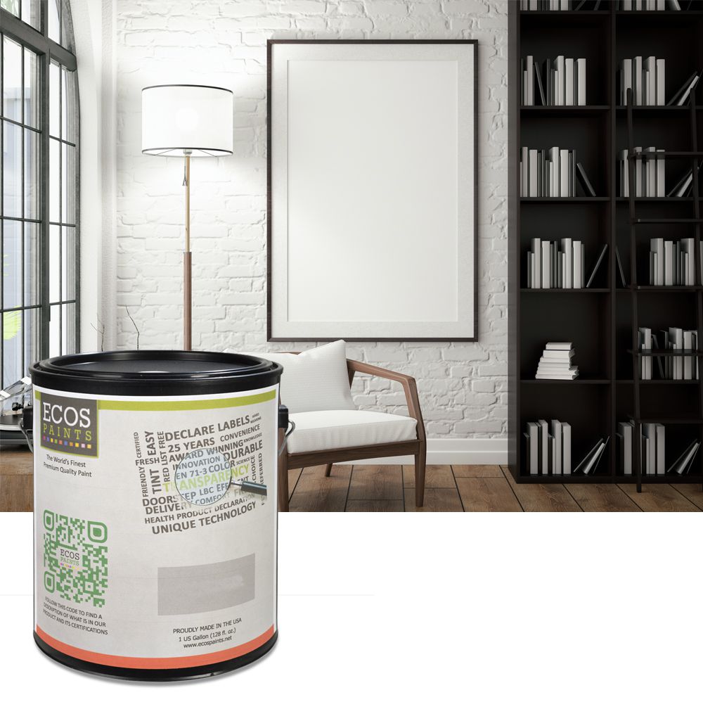 一罐颜料叠加在一张黑白客厅的照片上。