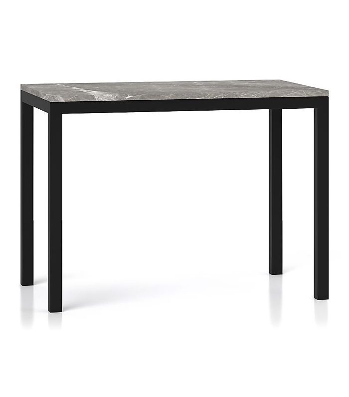 帕森斯灰色大理石顶部/暗钢铁基地48x28高餐台 - 板条箱和桶